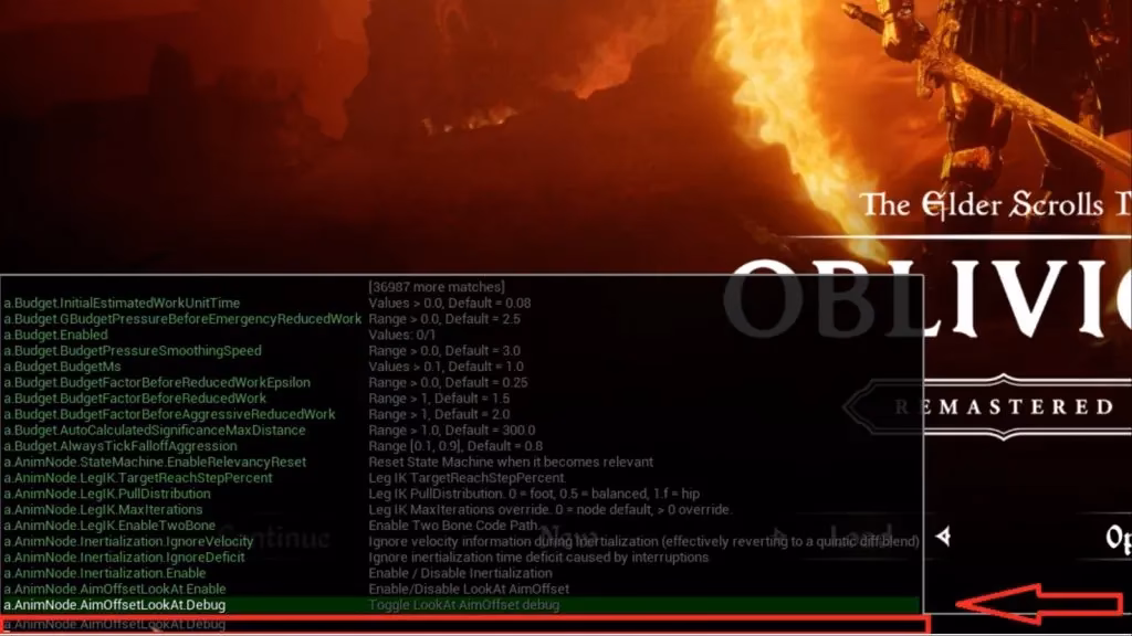 What are the toggleable console commands in Oblivion remastered?