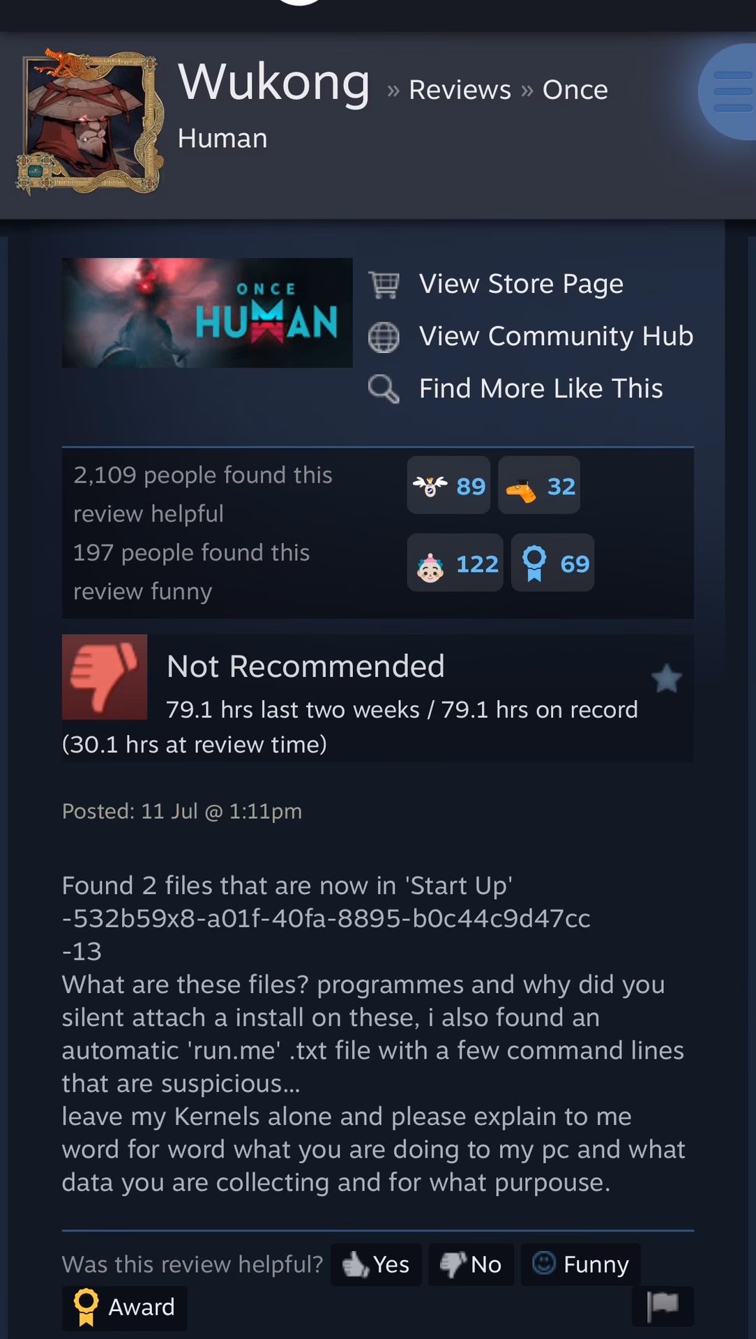 Are there any spyware programs installed with once human?