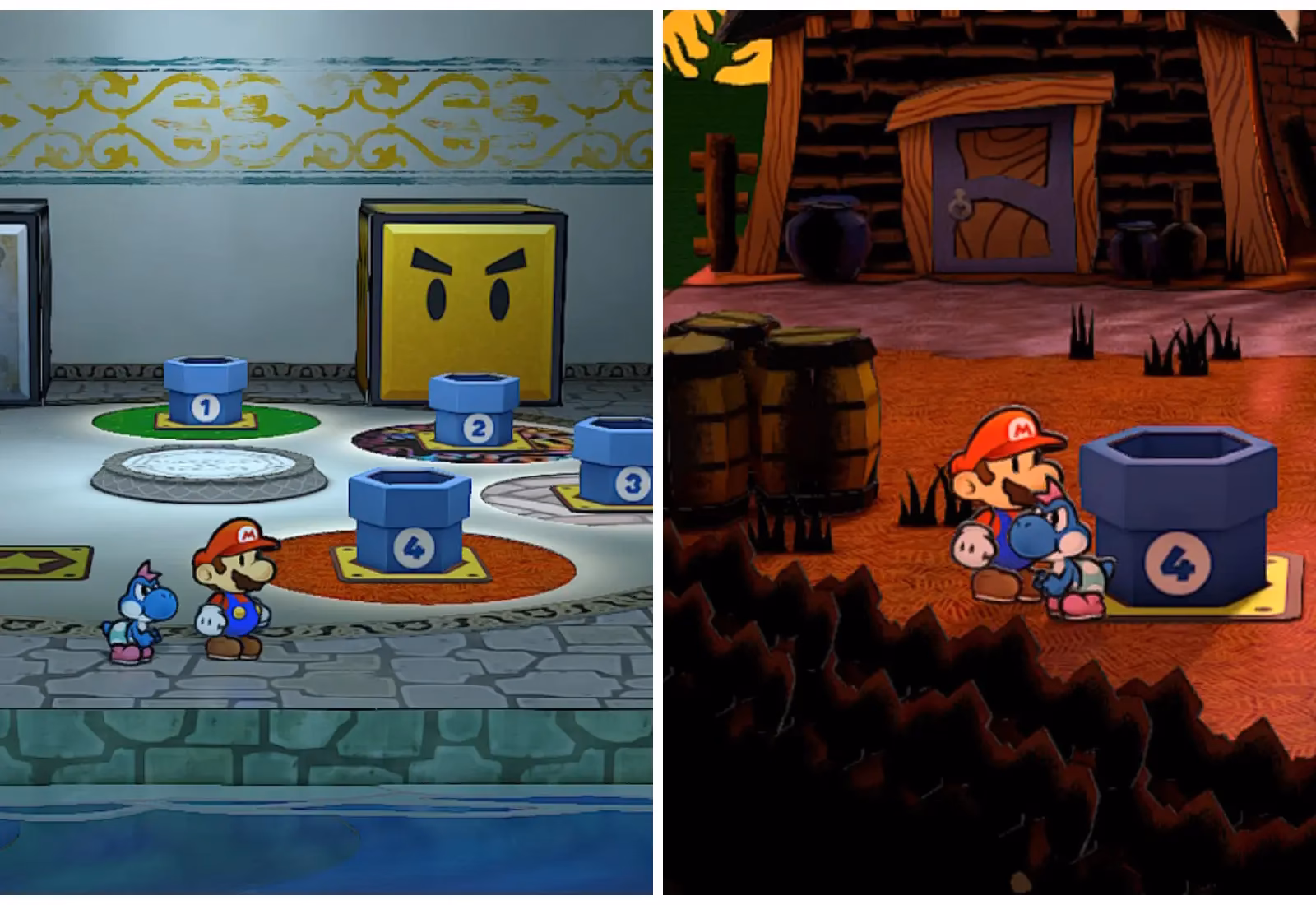 Where can I find blue pipes in Paper Mario?