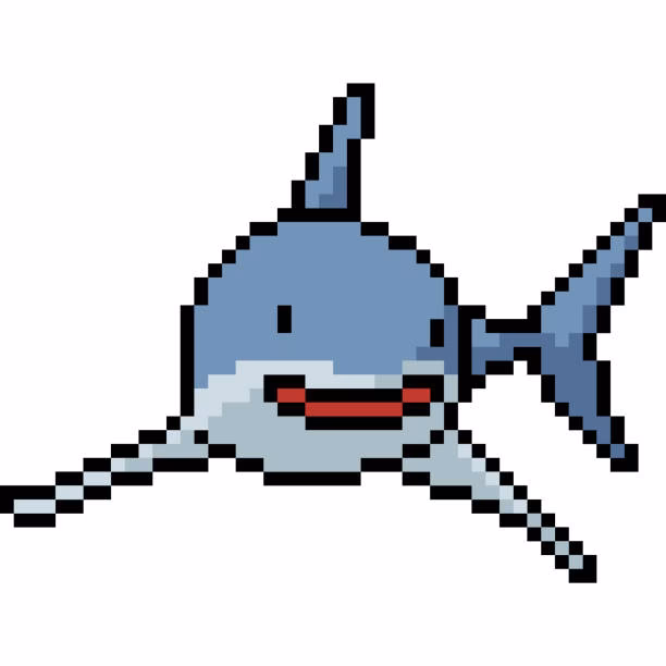 How many pixel art sharks are there?
