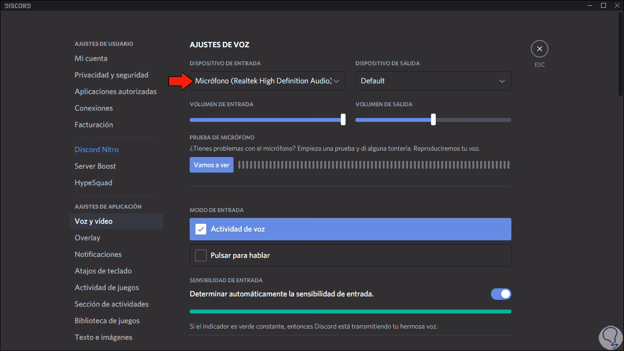 ¿Cómo activar el micrófono en Discord?