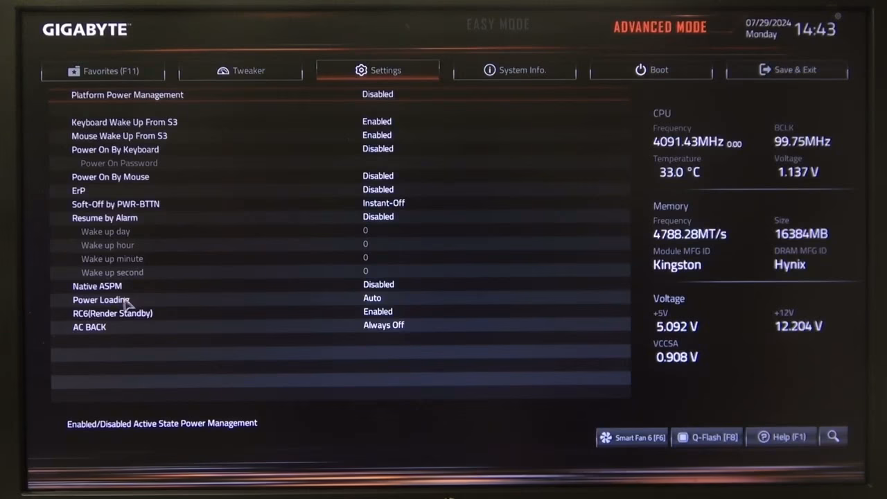 What is power loading Option in BIOS?