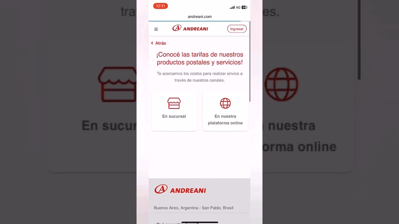 ¿Cuáles son las opciones de entrega de Andreani?