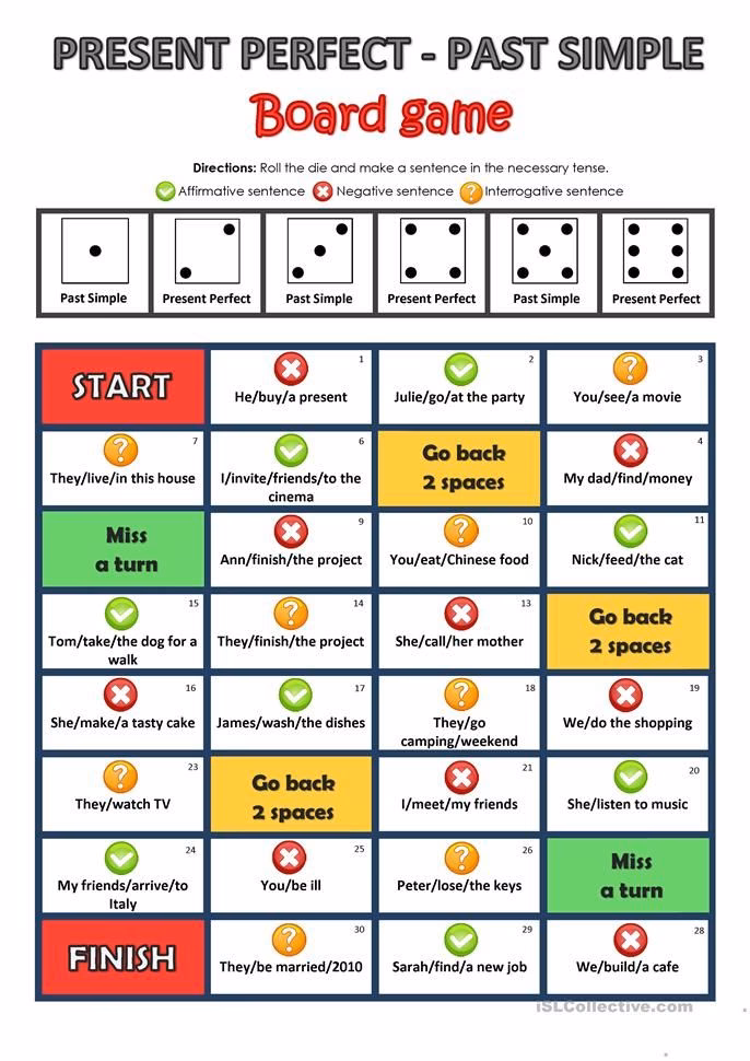 What is a past simple vs present perfect game?
