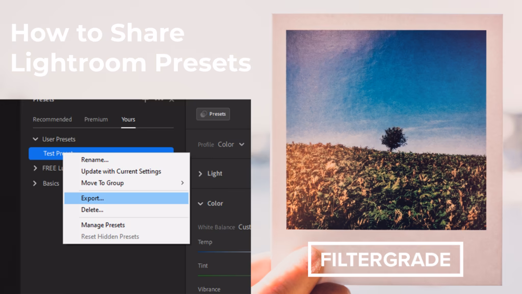 How can I share my Presets with others?