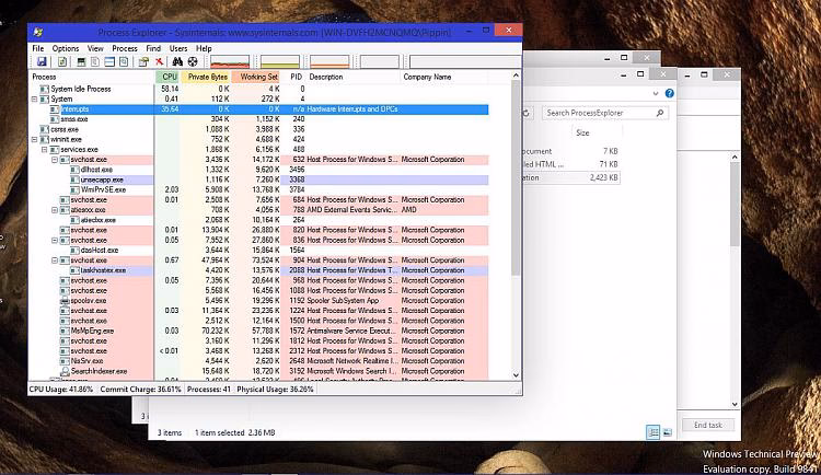 What does system interrupts mean in Windows 10?