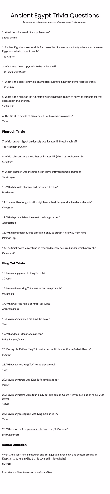 What questions did ancient Egypt ask?