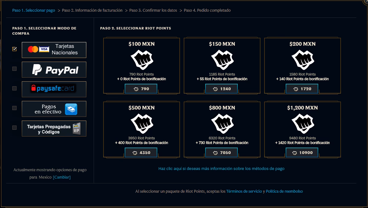 ¿Dónde puedo comprar Riot points en mercado pago?