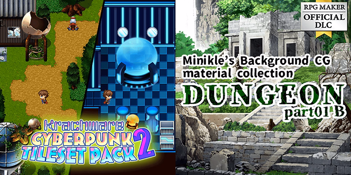 Where can I find game assets tagged RPG Maker MV and Tileset?