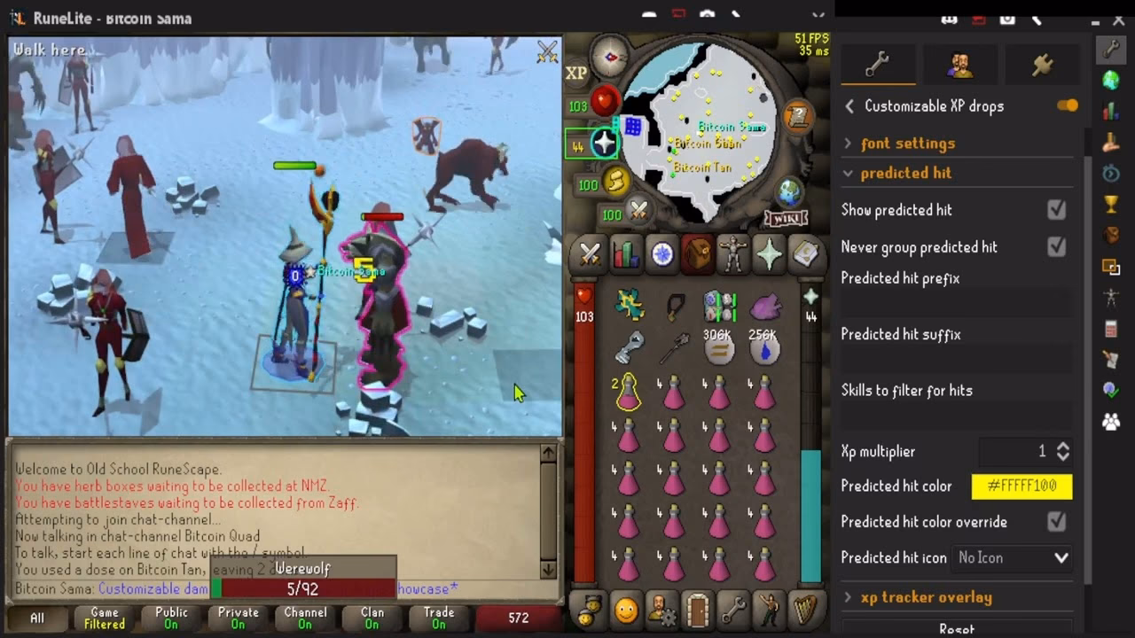 How do I hide experience drops in runelite?