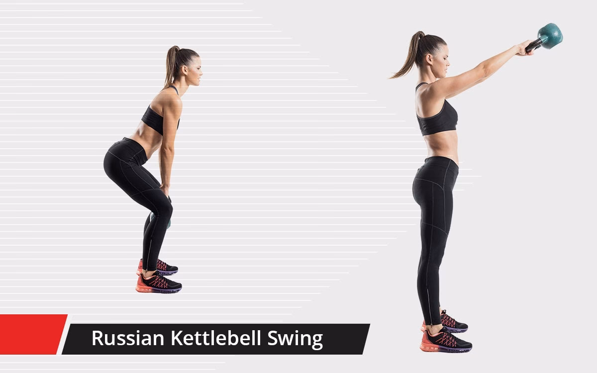 What muscles are used in Russian KB swing?