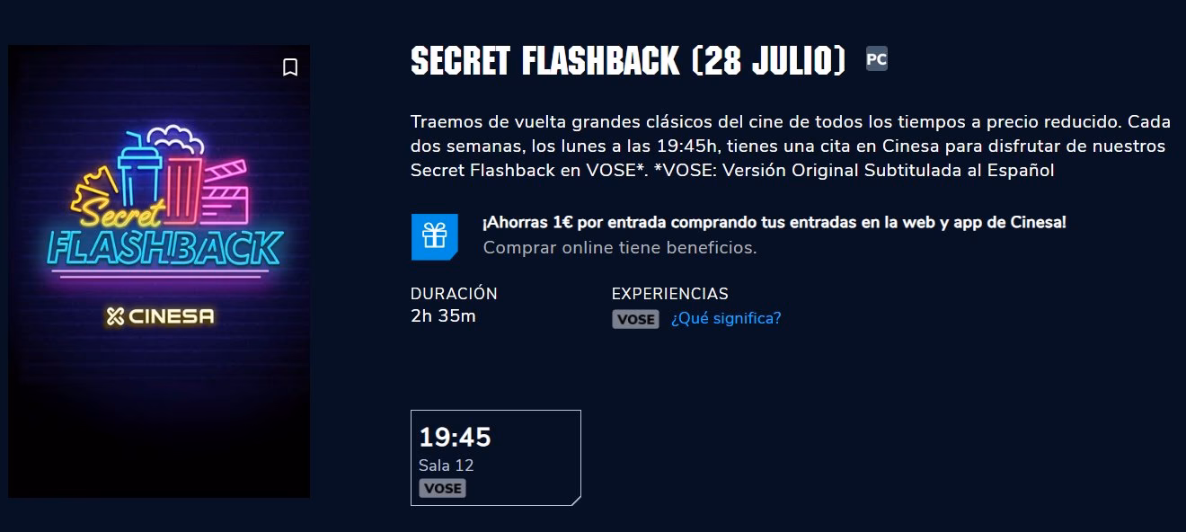 ¿Qué ofrece Cinesa para disfrutar de los Secret flashback?