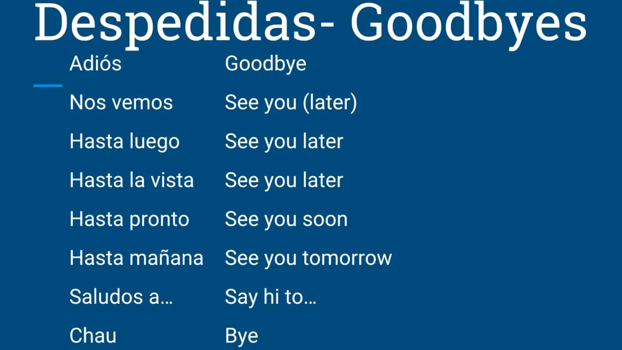 What does'see you soon' mean in Spanish?
