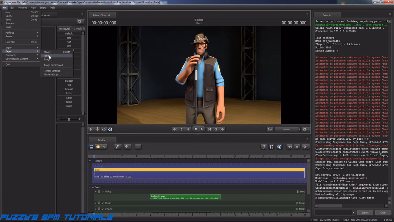 How do I export a video from QuickTime to SFM?