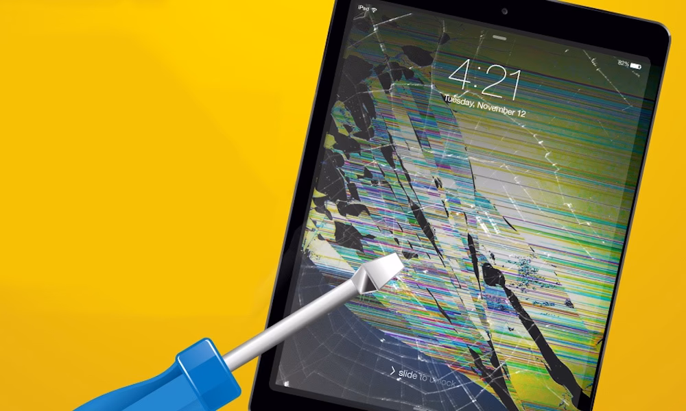 Can a non-Apple repair shop fix a shattered iPad screen?