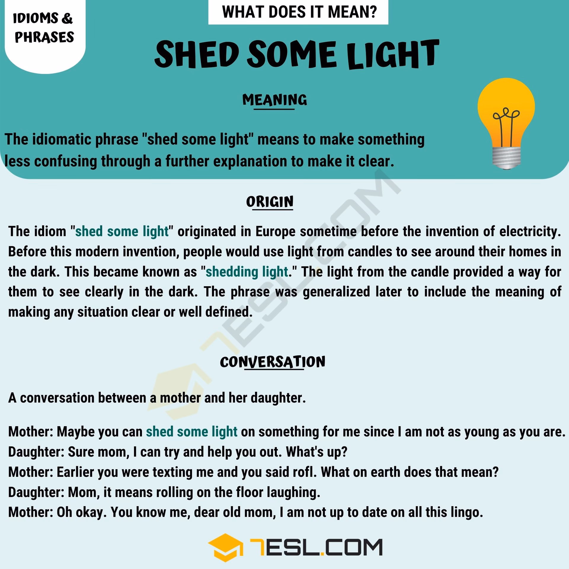What does'shed light on' mean?