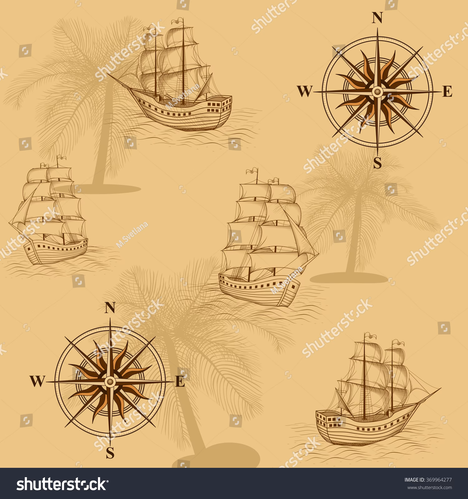 What are the different types of ships on the map?