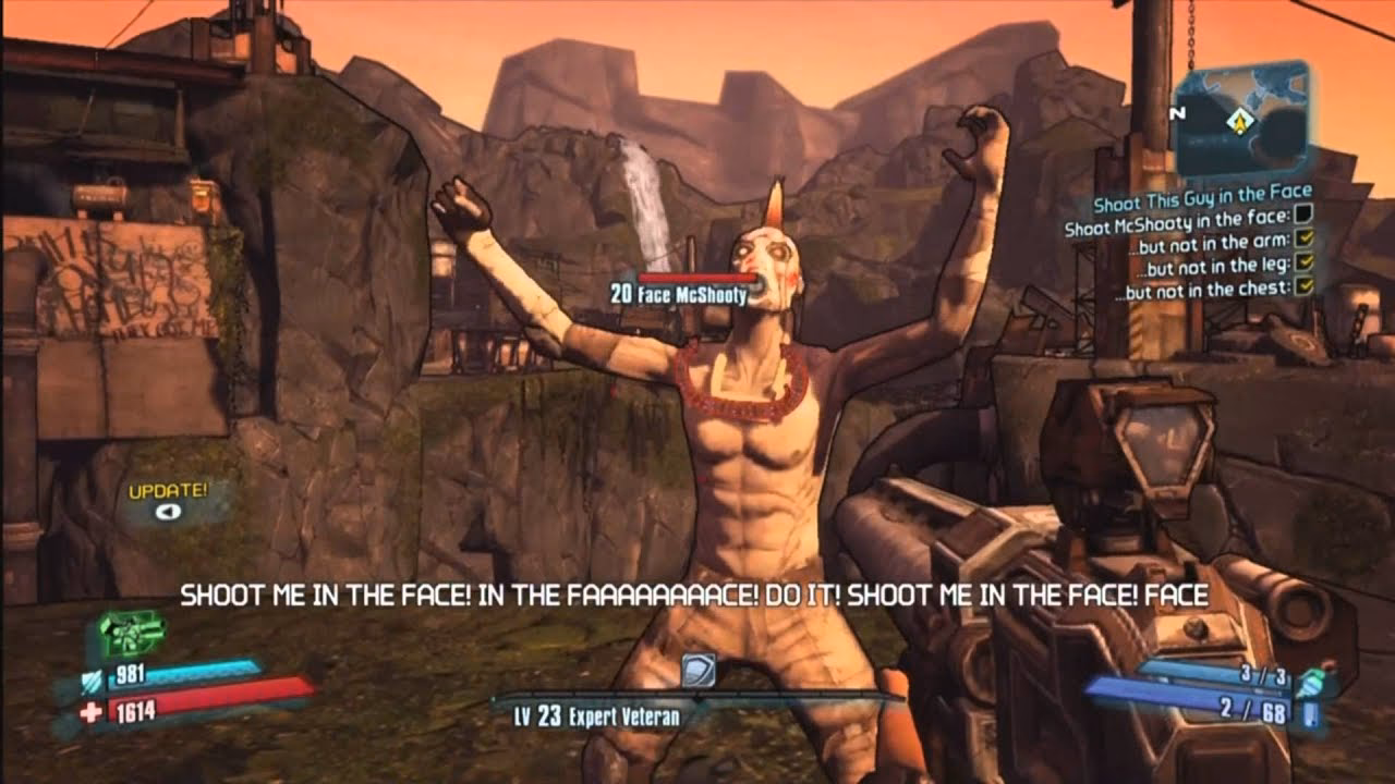 How do you shoot a face mcshooty in Borderlands 2?