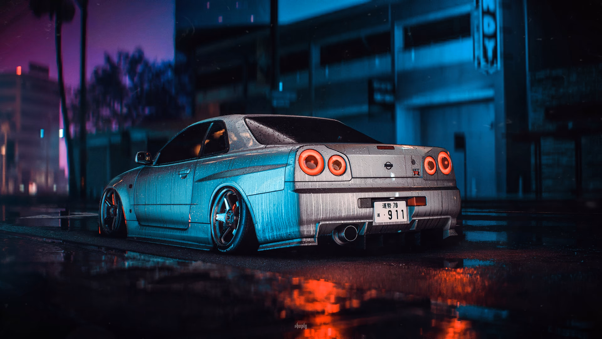 How to make a Nissan Skyline GTR R34 wallpaper?