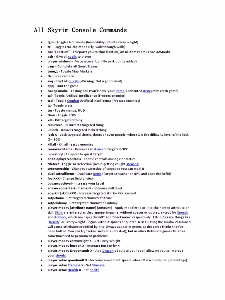 How do I unlock all spells/shouts in Skyrim?