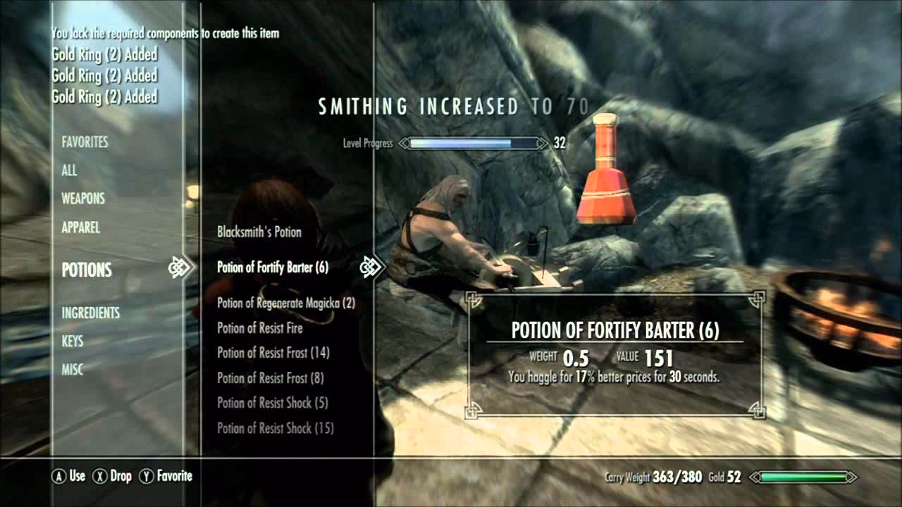 How do you power level smithing in Skyrim?