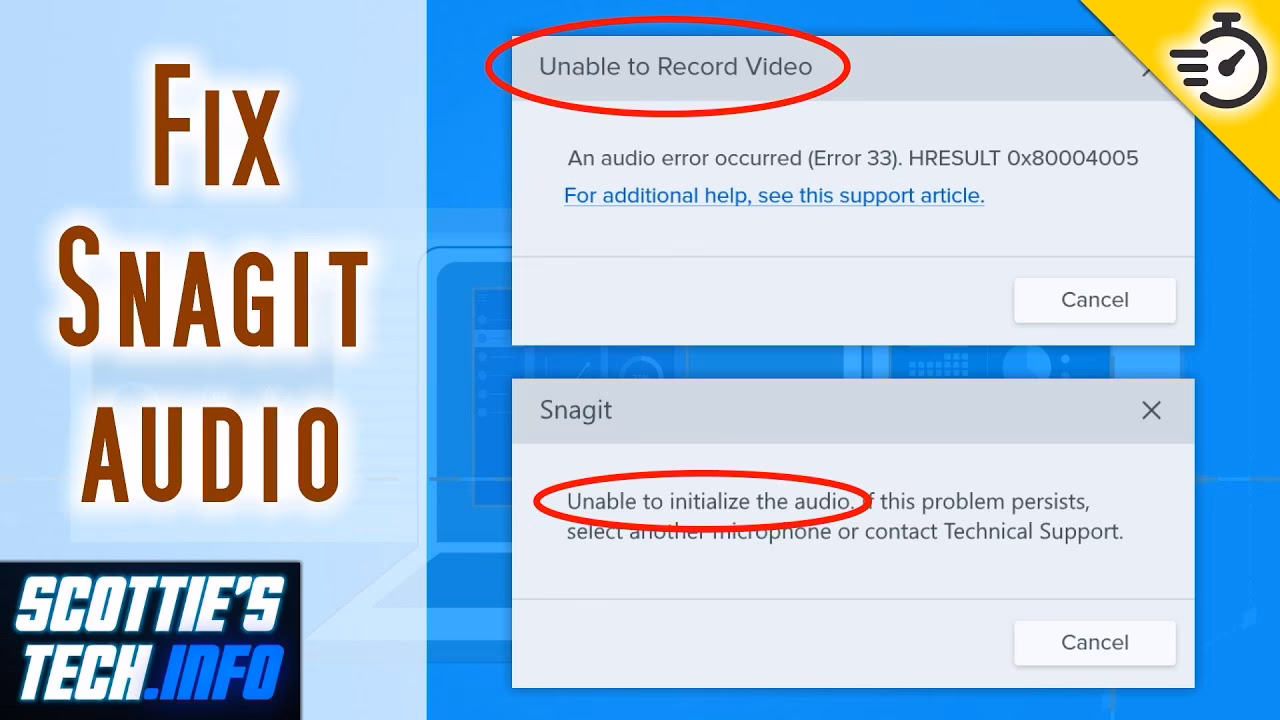Why does Snagit video capture fail?