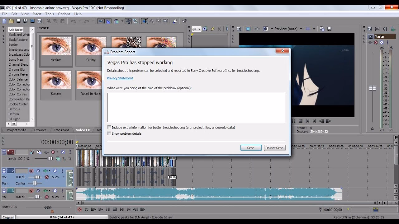 How do I fix a bad FX on Sony Vegas Pro?
