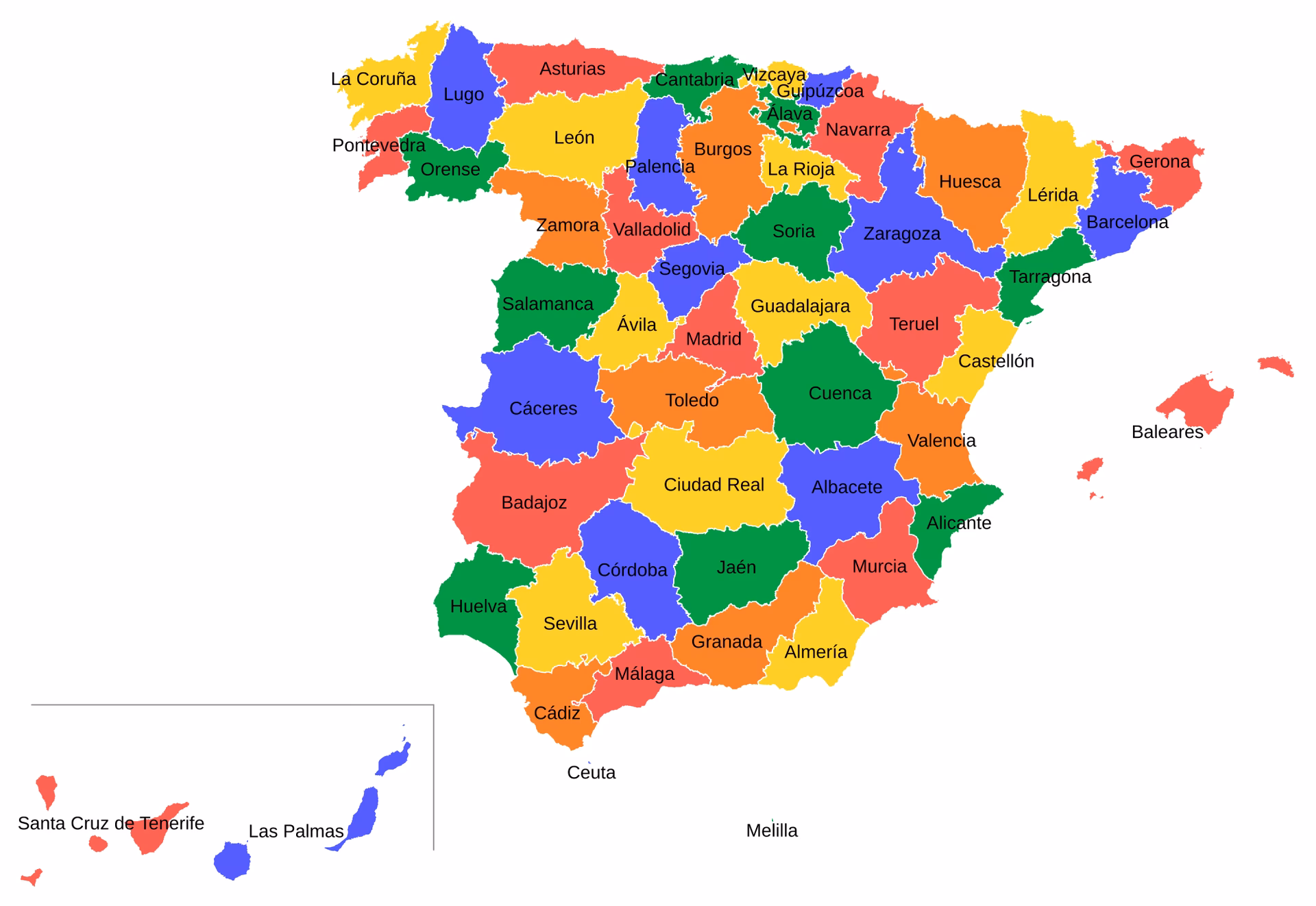 How were Spain's provinces divided?