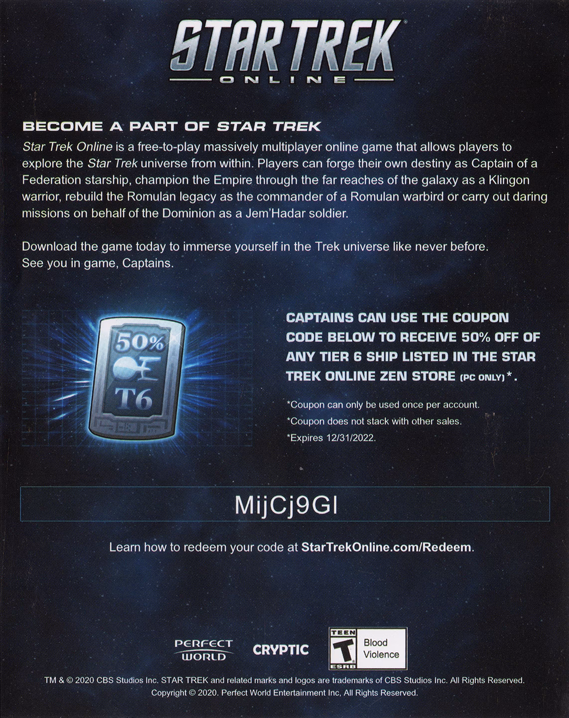 How do I redeem a Star Trek code?
