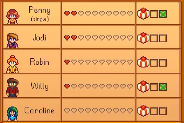 What is the relationship/social function in Stardew Valley?