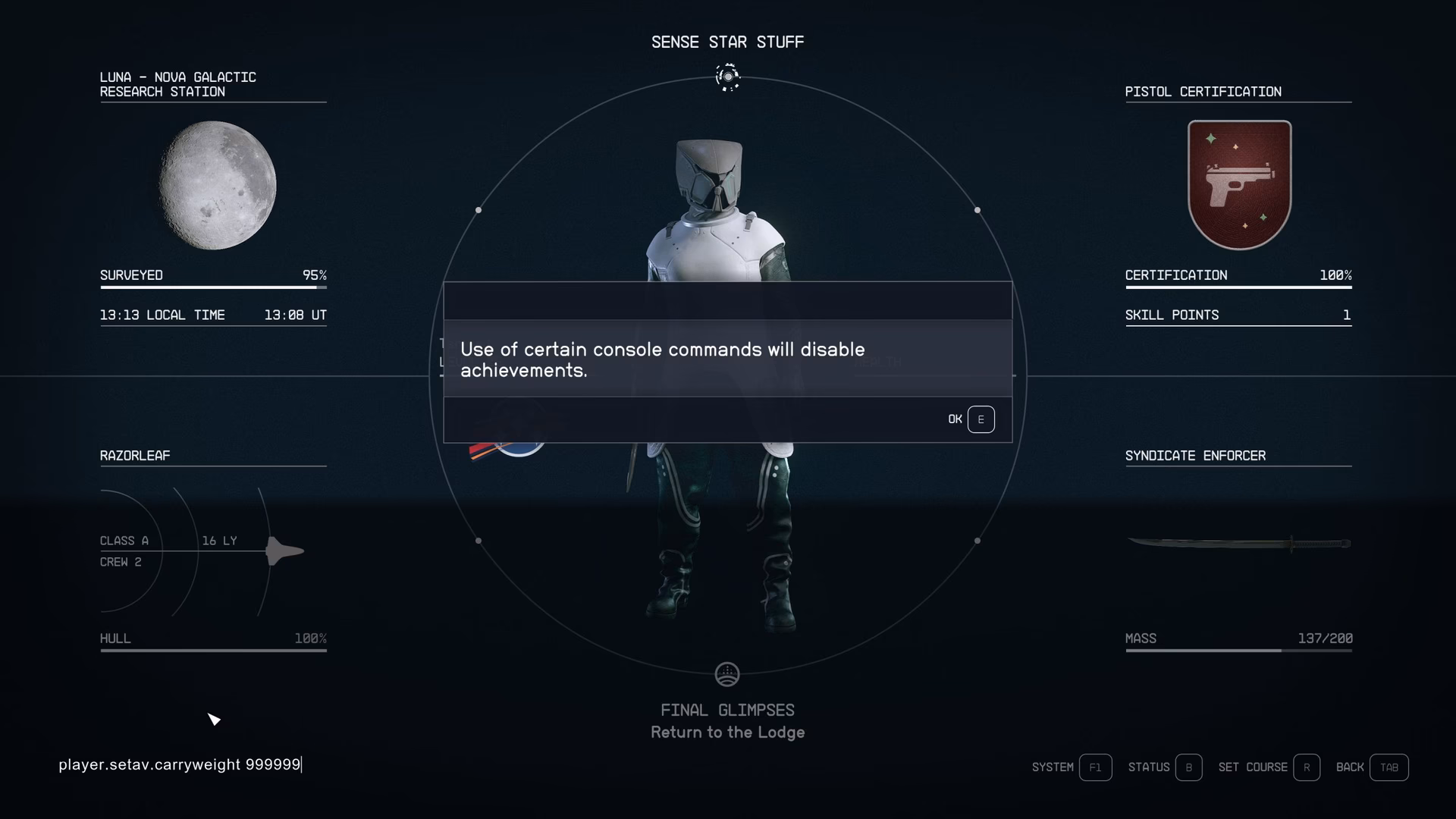 How do I find a list of starfield commands and cheats?