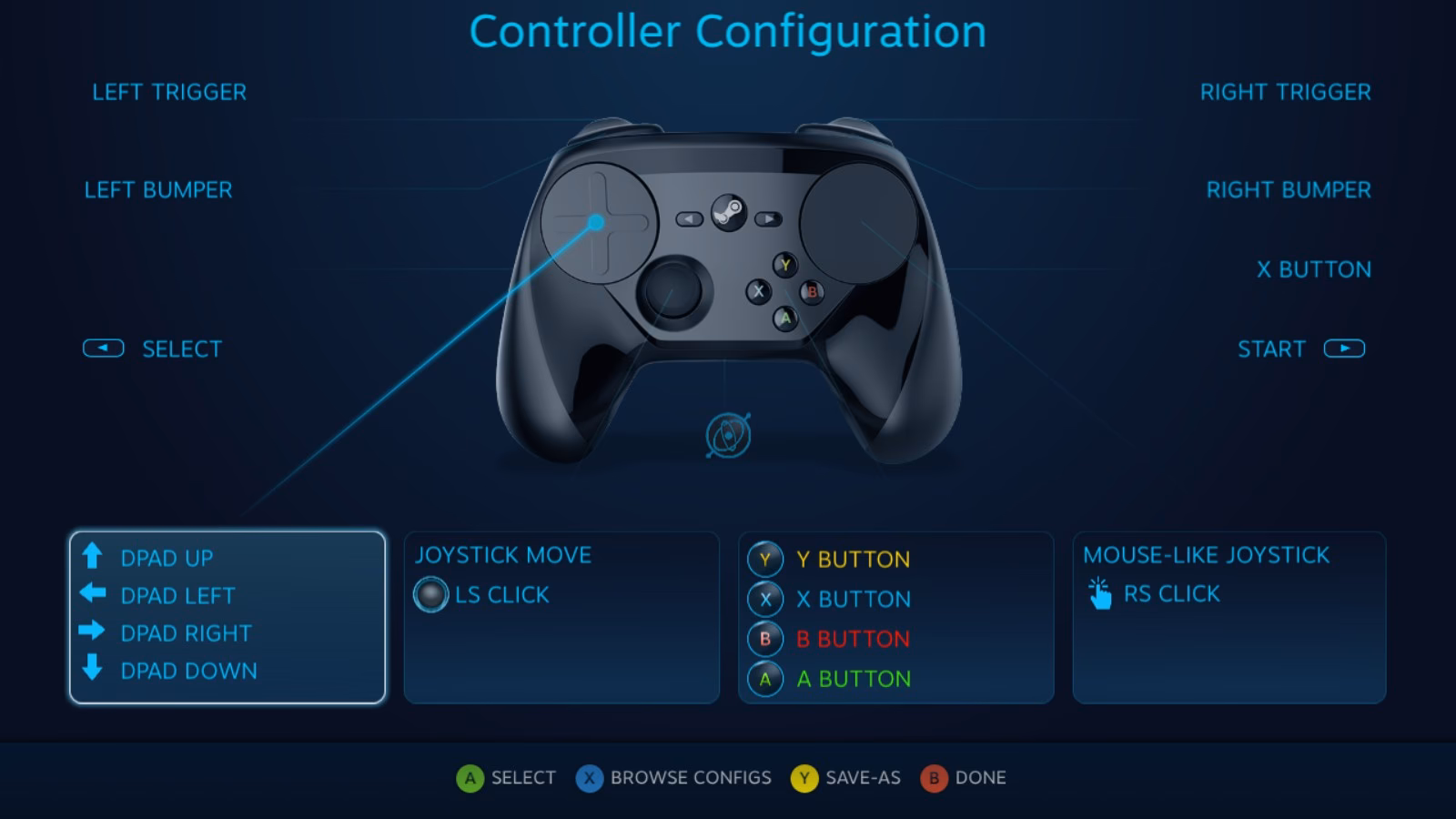 How to remap buttons on Steam Controller?
