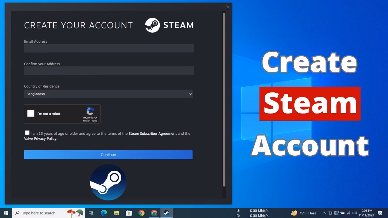 How do I get a free Steam account?