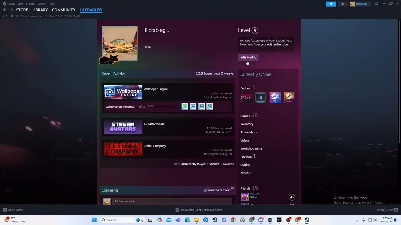 How do I remove a recently played List from my Steam profile?