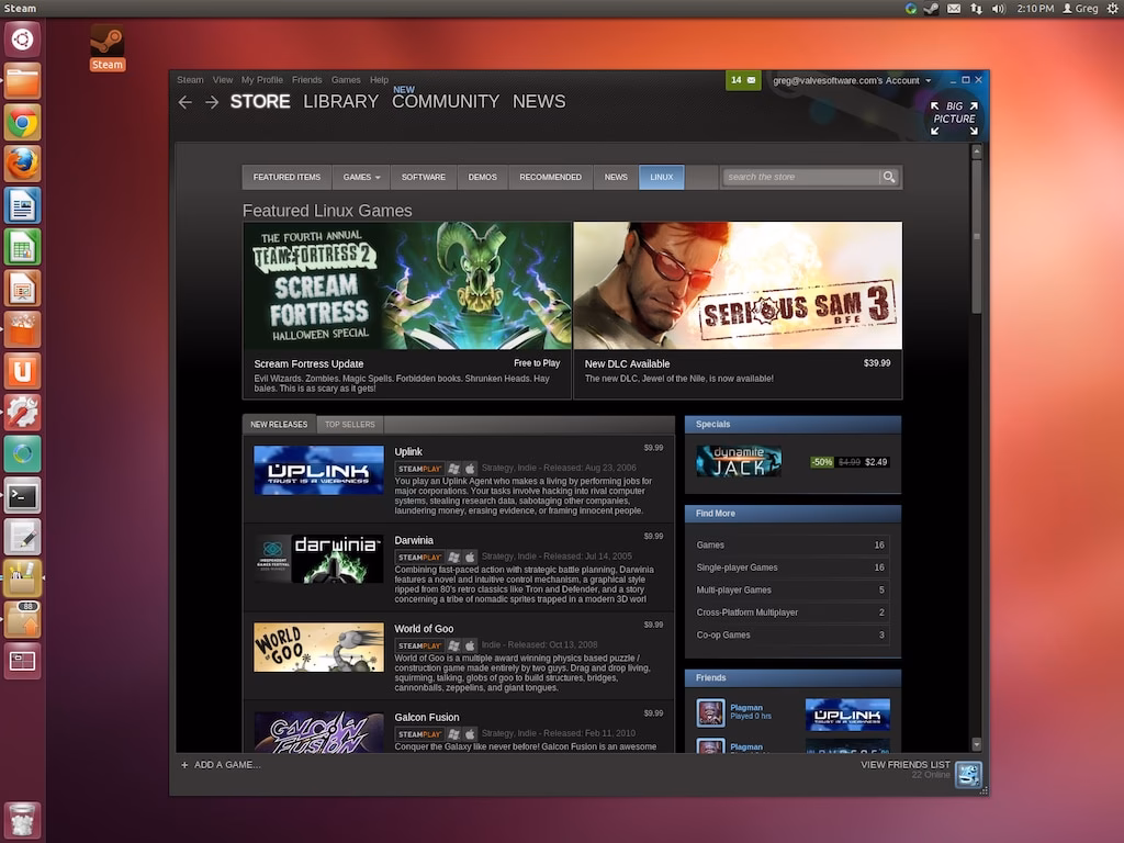 Is steam available for Linux?