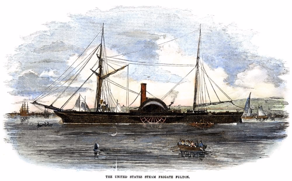 What type of warship was a steam frigate?