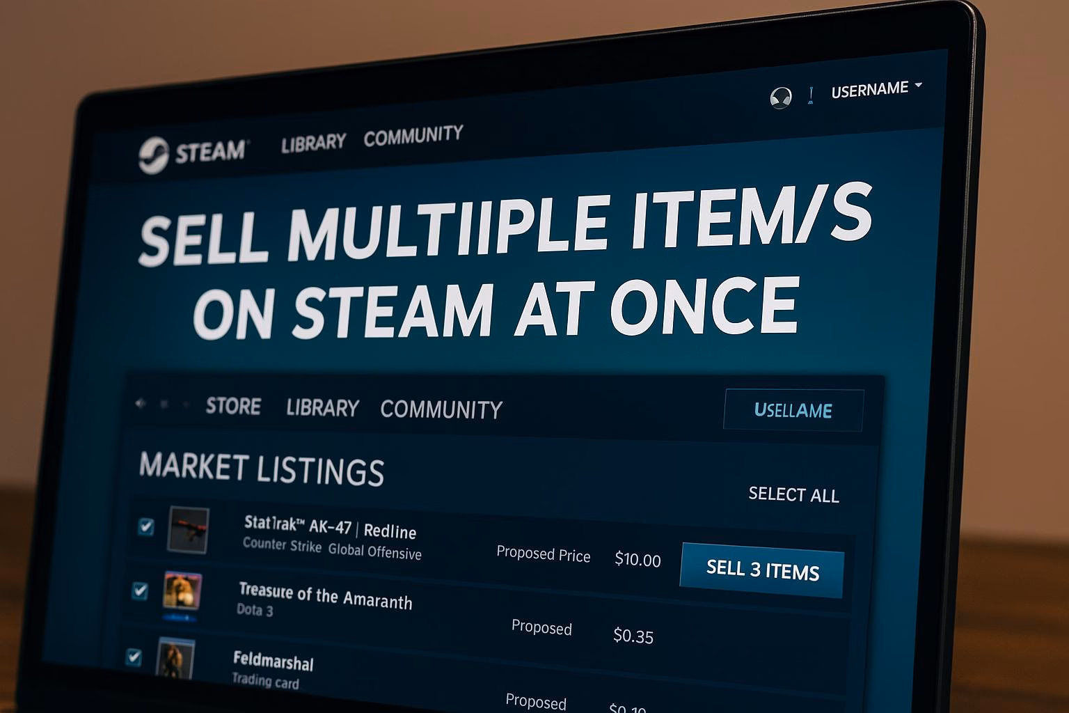 How do I bulk sell items on Steam?