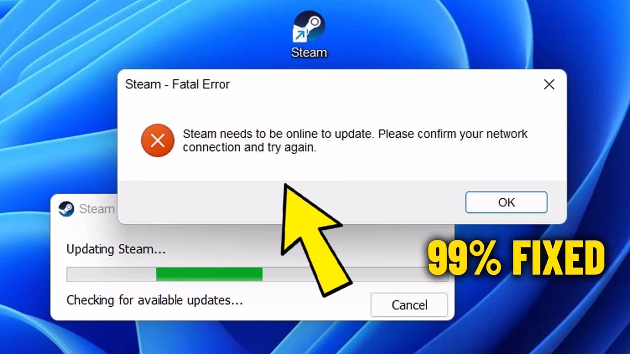 Does steam need to be online to update Windows 10?