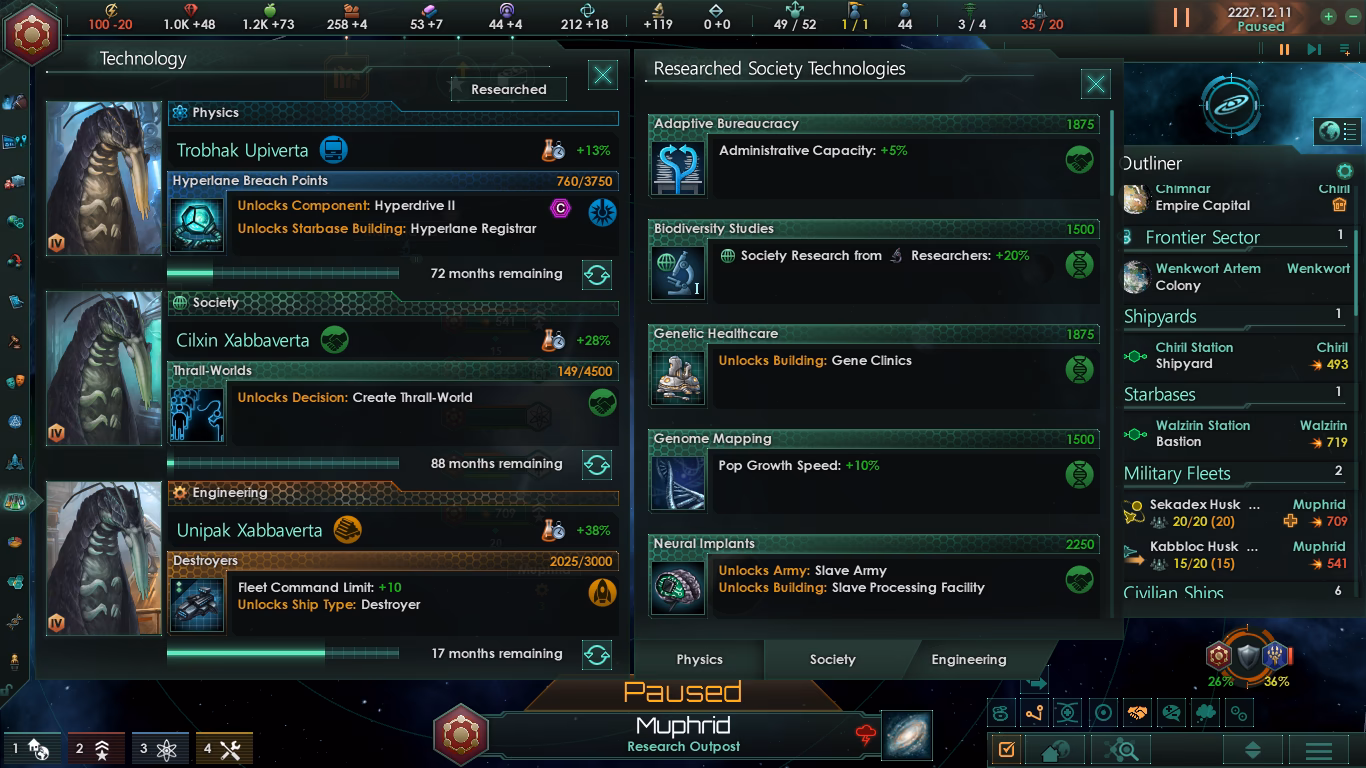 How many research areas are there in stellaris?