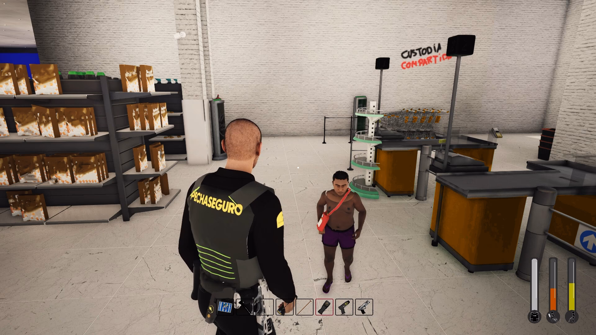What does a supermarket security do?