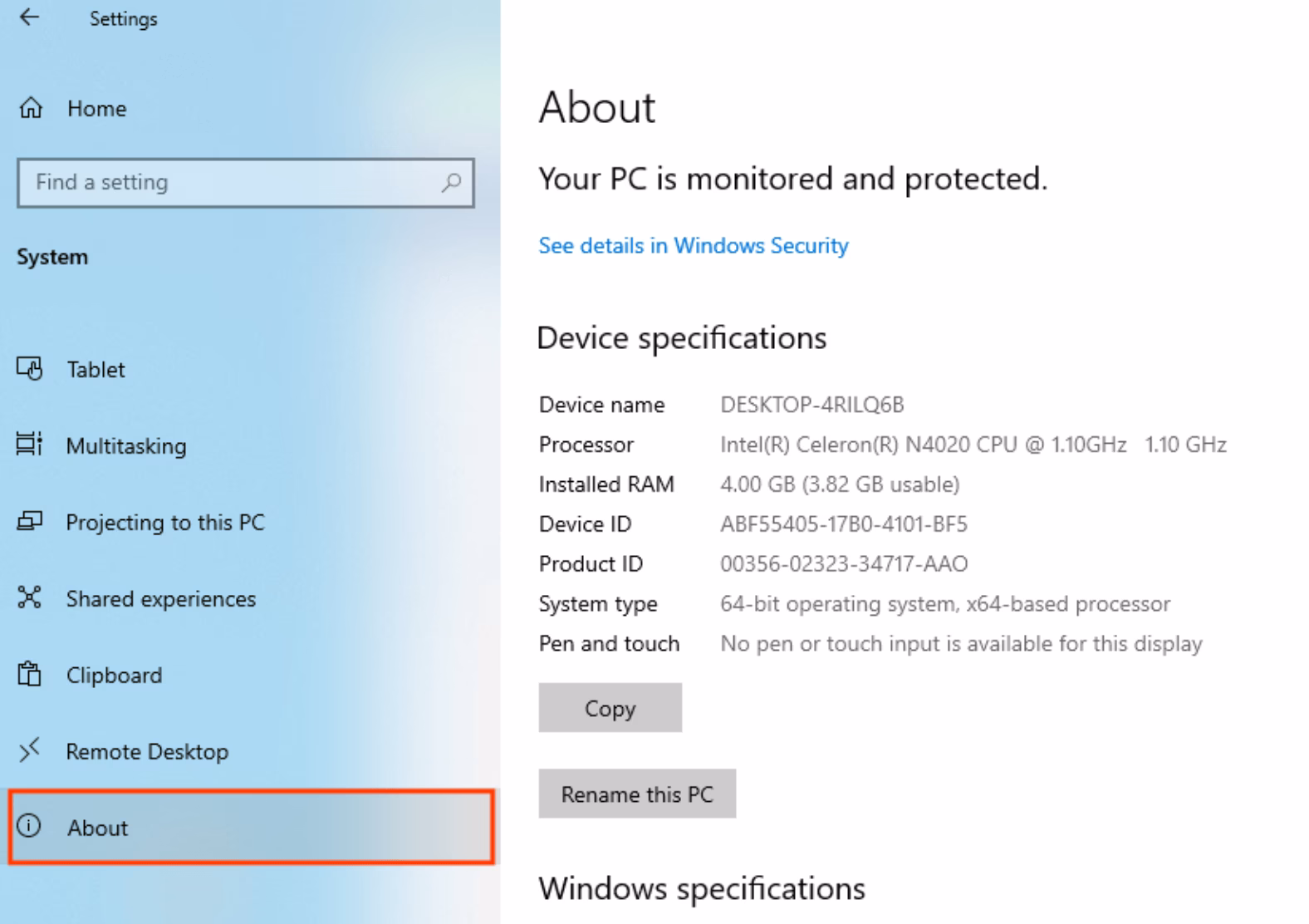 What is system spec?