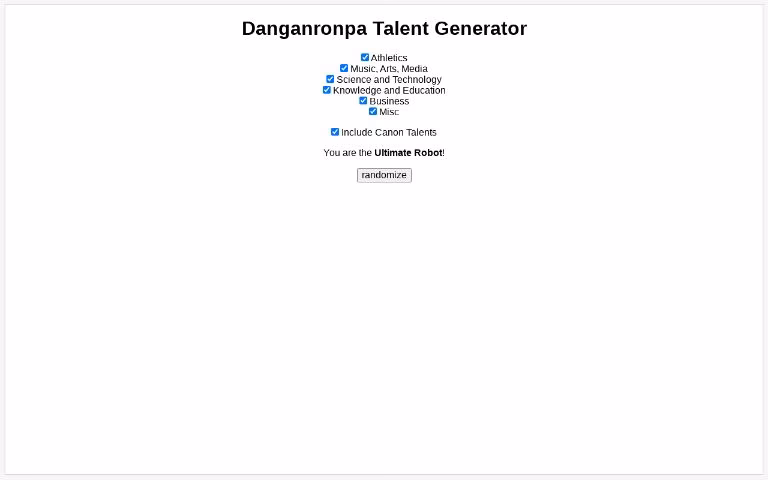 What is Danganronpa character generator?