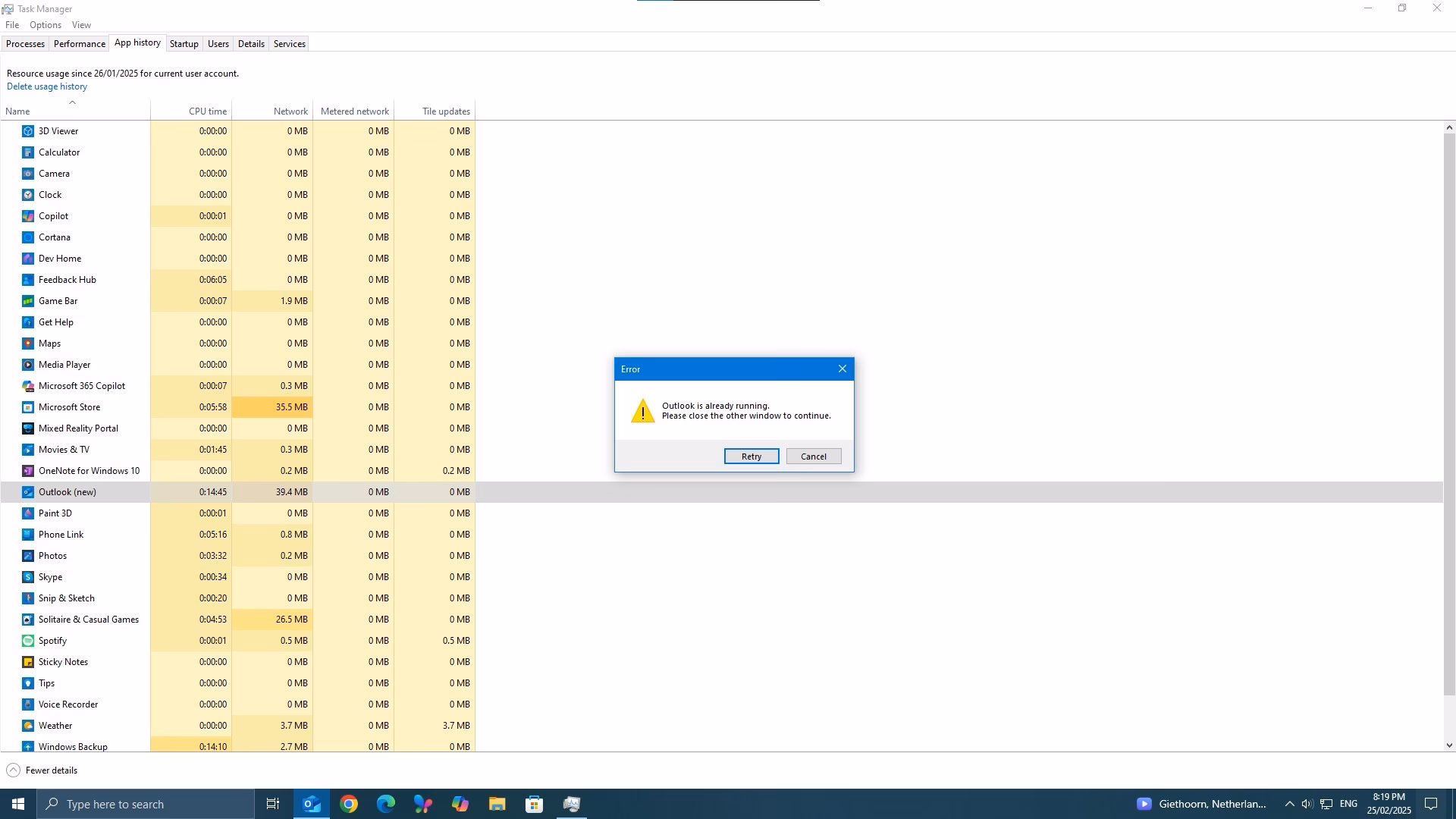 Why does task manager automatically close after updating Windows 10?