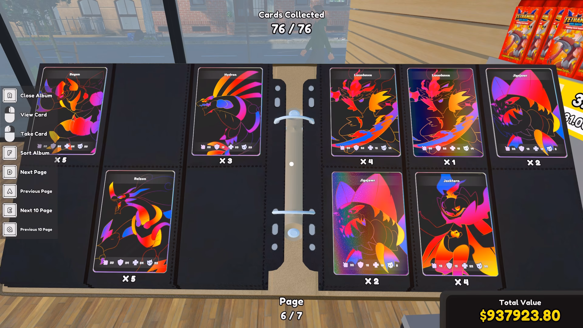 How many options does TCG card shop simulator trainer have?