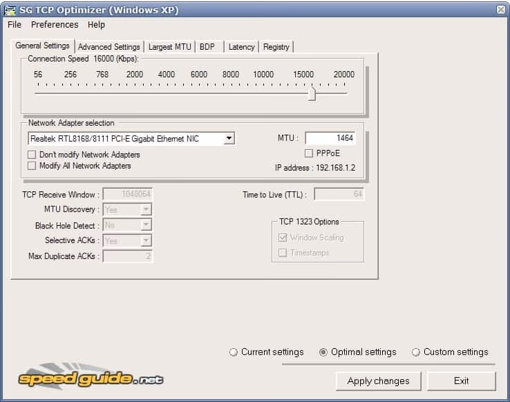 What is SG TCP optimizer?