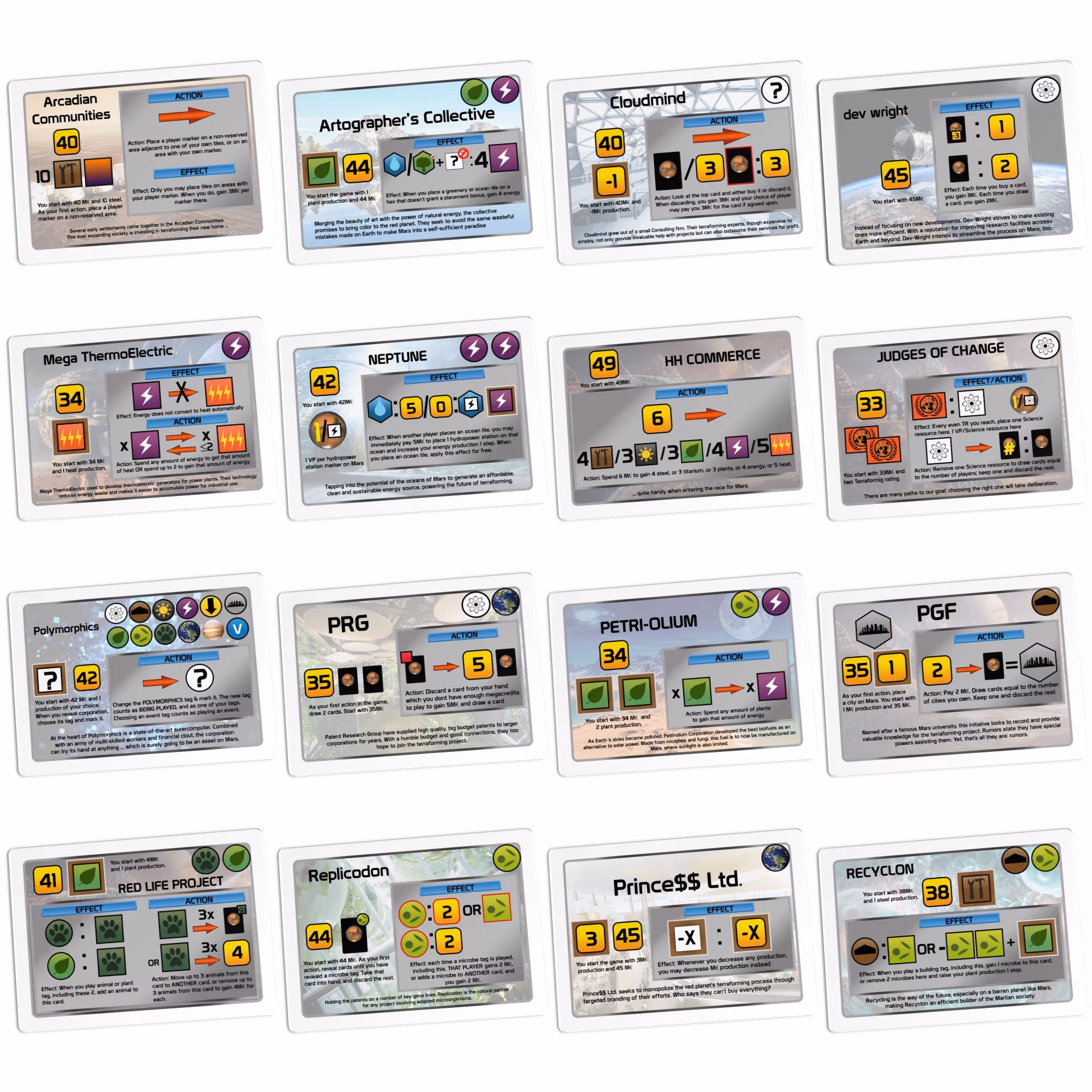 How do I choose the terraforming Mars corporations cards?
