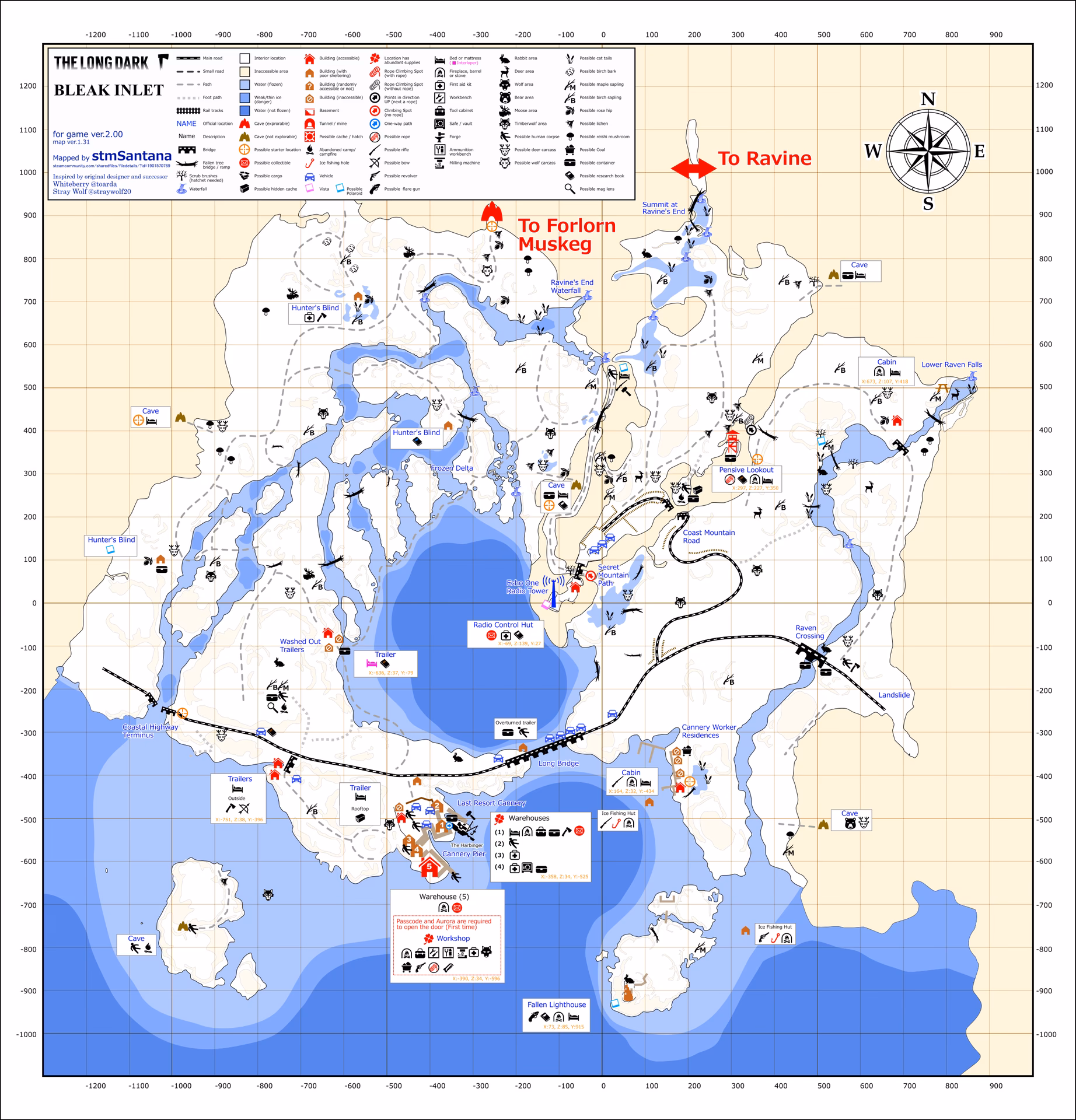 What is included in the long dark map?