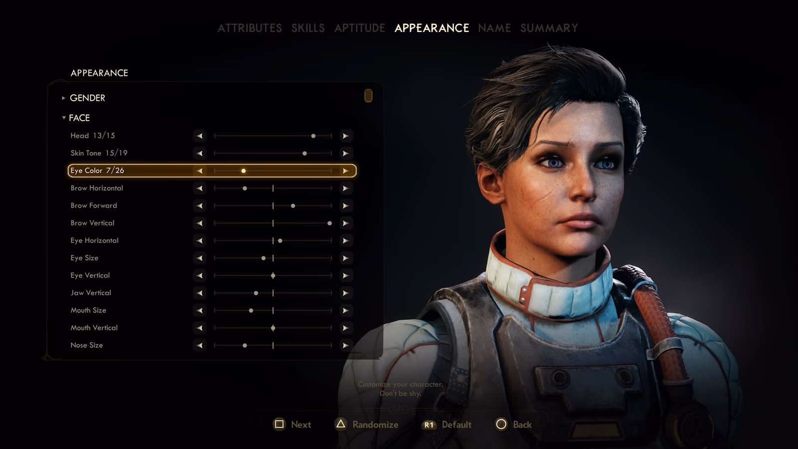What is outer worlds character information?