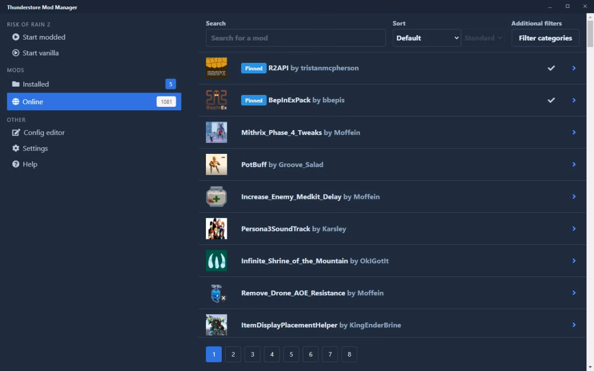 How do I download moddable games from thunderstore mod manager?