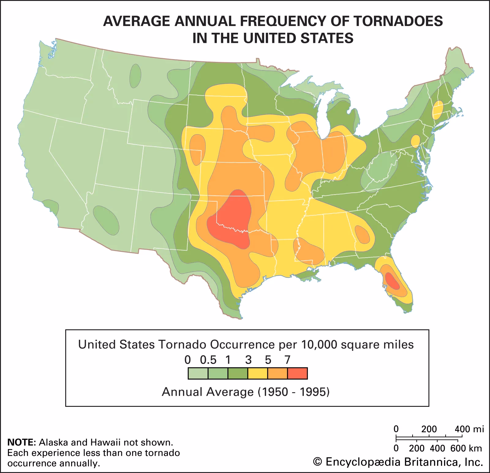 Is Tornado Alley a stripe of States north-south through the Great Plains?